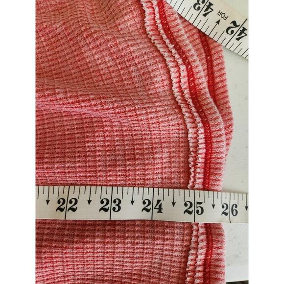 Free People womens waffle knit babydoll Henley thermal shirt sz S oversized - Picture 8 of 8